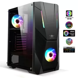   Spirit of Gamer Számítógépház - Rogue V RGB (fekete, ablakos, 2x12cm ventilátor, alsó táp,  ATX, 1xUSB3.0, 2xUSB2.0)