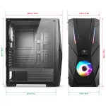 Spirit of Gamer Számítógépház - Rogue V RGB (fekete, ablakos, 2x12cm ventilátor, alsó táp,  ATX, 1xUSB3.0, 2xUSB2.0)