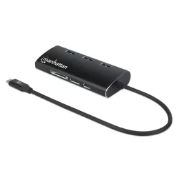   Manhattan USB HUB- USB-C Male to HDMI, 3db USB-A Ports, USB-C, Gigabit RJ45 Port és SD/MicroSD