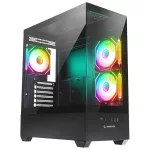 Rampage Számítógépház - CALIBRE (fekete; üveg; mATX; alsó táp; 3x120mm RGB, 1xUSB3.0 + 2xUSB2.0)