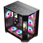 Rampage Számítógépház - NOVA (fekete; üveg; ATX; 9,17" TFT kijelző, 7x120mm RGB, 1xUSB3.0 + 1xUSB2.0)