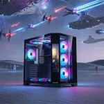 Rampage Számítógépház - NOVA (fekete; üveg; ATX; 9,17" TFT kijelző, 7x120mm RGB, 1xUSB3.0 + 1xUSB2.0)