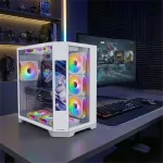 Rampage Számítógépház - NOVA (fehér; üveg; ATX; 9,17" TFT kijelző, 7x120mm RGB, 1xUSB3.0 + 1xUSB2.0)