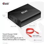 Club 3D Hálózati Adapter - CAC-1906 (132W GaN, 2x USB-A, 2x USB-C, PD3.0, 4 csatlakozó)