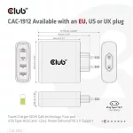 Club 3D Hálózati Adapter - CAC-1912EU (100W GaN, 2x USB-A, 2x USB-C, PD3.0, 4 csatlakozó)