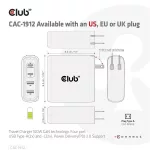 Club 3D Hálózati Adapter - CAC-1912EU (100W GaN, 2x USB-A, 2x USB-C, PD3.0, 4 csatlakozó)
