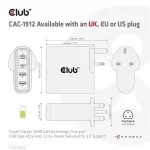 Club 3D Hálózati Adapter - CAC-1912EU (100W GaN, 2x USB-A, 2x USB-C, PD3.0, 4 csatlakozó)