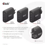Club 3D Hálózati Adapter - CAC-1912EU (100W GaN, 2x USB-A, 2x USB-C, PD3.0, 4 csatlakozó)