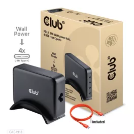   Club 3D Hálózati Adapter - CAC-1918 (240W GaN, 4x USB-C, PD3.1, 4 csatlakozó)