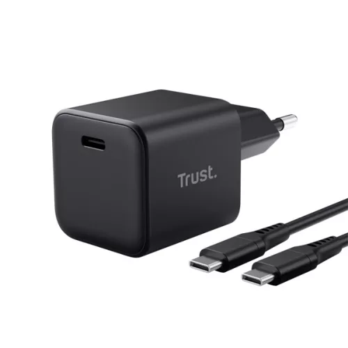 Trust Telefon töltő - Maxo Ultra-small (65W; USB-C; + 2m kábel; fekete)