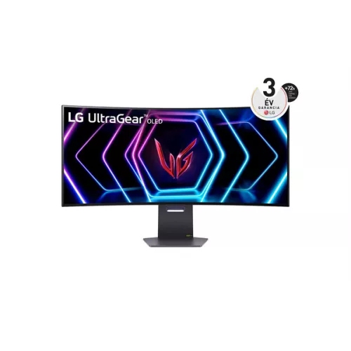 LG Monitor 39" - 39GS95QE-B (OLED; Ívelt, 21:9; 3440x1440; 0.03ms; 250cd; 240Hz, HDMIx2, DP; USB; HDR40; FreeSync)