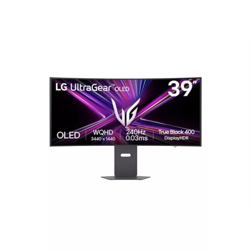LG Monitor 39" - 39GX900A-B (OLED; Ívelt, 21:9; 3440x1440; <1ms; 275cd; 240Hz, HDMIx2, DP; USB; HDR; Mag.áll.)