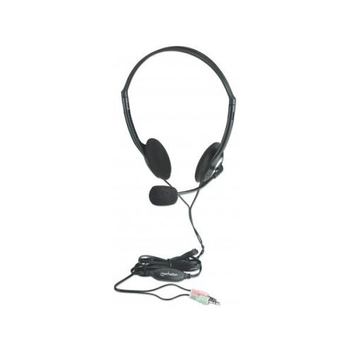Manhattan Fejhallgató -  Sztereó fejhallgató mikrofonnal, hangerőszabályzó, fekete