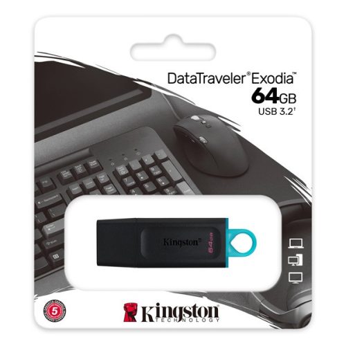 Kingston Pendrive - Datatraveler Exodia DTX/64GB (64GB, USB3.2, fekete)