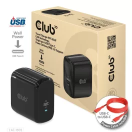   Club 3D Hálózati Adapter - CAC-1905EU (65W GAN, USB-C, PD 3.0, túltöltés védelem, kicsi méret)