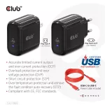 Club 3D Hálózati Adapter - CAC-1905EU (65W GAN, USB-C, PD 3.0, túltöltés védelem, kicsi méret)