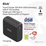 Club 3D Hálózati Adapter - CAC-1908EU (100W GAN, USB-IF, egyportos USB-C, PD 3.0 támogatás)