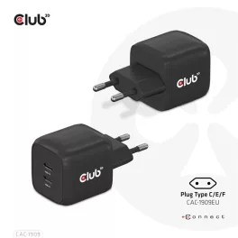   Club 3D Hálózati Adapter - CAC-1909EU (45W GAN, USB-C Dual Port, PD 3.0, PPS, Kétportos)