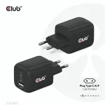 Club 3D Hálózati Adapter - CAC-1913EU (65W GAN, Triple port 2xUSB-C 1xUSB-A PD 3.0)