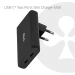 Club 3D Hálózati Adapter - CAC-1935 (65W 2xUSB-C, PD3.1, túltöltés védelem, kicsi méret, fekete)