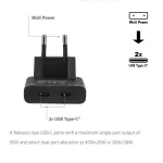 Club 3D Hálózati Adapter - CAC-1935 (65W 2xUSB-C, PD3.1, túltöltés védelem, kicsi méret, fekete)