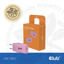   Club 3D Hálózati Adapter - CAC-3021 (2db/csomag, 30W USB-C, PD3.0, túltöltés védelem, kicsi méret, pink)