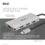 Club 3D USB Hub - CSV-1547 (USB-C Gen 2 to 4xUSB-A 10 Gbps)