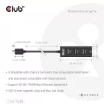 Club 3D USB Hub - CSV-1549 (3.2 USB-C Gen 1 to 3xUSB-A, RJ45,1Gbps)