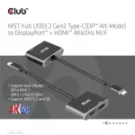 Club 3D MST Hub - CSV-1552 (3.2 USB-C Gen 1 to DisplayPort, HDMI, 4k60Hz)
