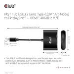 Club 3D MST Hub - CSV-1552 (3.2 USB-C Gen 1 to DisplayPort, HDMI, 4k60Hz)