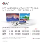 Club 3D MST Hub - CSV-1552 (3.2 USB-C Gen 1 to DisplayPort, HDMI, 4k60Hz)