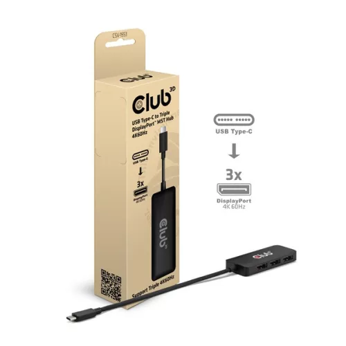 Club 3D MST Hub - CSV-1553 (3.2 USB-C to 3x DisplayPort, DP Alt-Mode, 4k60Hz)