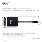 Club 3D MST Hub - CSV-1555 (3.2 USB-C to 2x DisplayPort, 4k60Hz)