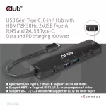 Club 3D USB Hub - CSV-1596 (USB-C to 2xHDMI, 2xUSB-A, USB-C PD, RJ45, 4k60Hz)