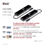 Club 3D USB Hub - CSV-1599 (USB-C 4 to HDMI, 2xUSB-A (10G), RJ45 (2,5G), USB-C 100W PD 3.0, USB-C 10Gbps, 8k60Hz)