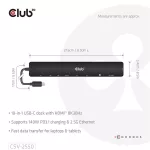 Club 3D USB Hub - CSV-2550 (USB-C to 3xUSB-C, 3xUSB-A, RJ45, SD/MicroSD, 140W PD, HDMI, 8K30hz)