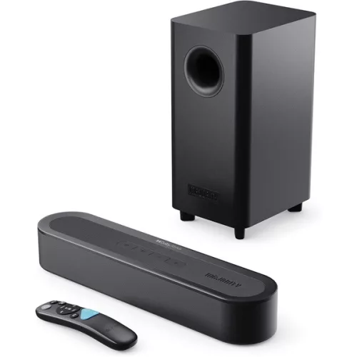Majority Hangszóró Soundbar - Bowfell Axis 2.1 Atmos (200W, BT 5.0, HDMI ARC, AUX, USB, Optikai, Távírányító, Mélynyomó)