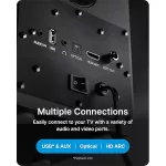Majority Hangszóró 2.0 - D50X Fekete (60W, Bluetooth 5.3, USB, AUX, HDMI ARC, RCA, USB, Optikai, Távírányító)