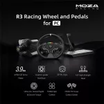Moza Racing csomag - R3 PC Szimulátor szett (Direct Drive, R3 bázis, ES kormány, SR-P Lite pedál, bilincs)