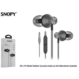   Snopy Fülhallgató - SN-J19 Gray (mikrofon, 3.5mm TRRS jack, 1.2m kábel, szürke)