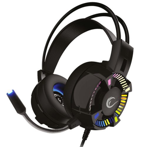 Rampage Fejhallgató - STYLES RGB (7.1, mikrofon, USB, hangerőszabályzó, nagy-párnás, 2,2m kábel, fekete)