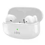 S-Link Fülhallgató Vezeték Nélküli - SL-TWS08 White (Bluetooth, ENC, Type-C, 4x HD mikrofon, 40 óra, fehér)