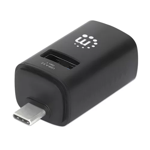 Manhattan USB HUB - 3db USB 3.0 / 2.0 Type-C Combo Mini Hub, Ultra-Compact Design, Fekete