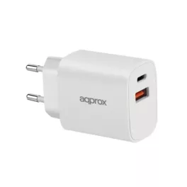   APPROX Telefontöltő - USB Type-C, USB-A port, 20W gyorstöltő + 1m USB Type-C kábel, Fehér