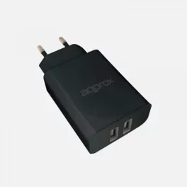 APPROX Telefontöltő - 2db USB2.0, 5V/2.4A, Fekete