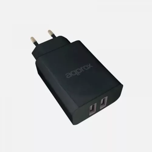 APPROX Telefontöltő - 2db USB2.0, 5V/2.4A, Fekete