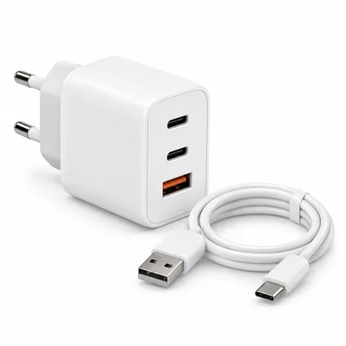 APPROX Telefontöltő - USB Type-C, USB-A port, 35W gyorstöltő + 1m USB Type-C kábel, Fehér