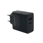 APPROX Telefontöltő - USB Type-C, USB-A port, 65W gyorstöltő + 1m USB Type-C kábel, Fekete