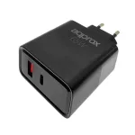 APPROX Telefontöltő - USB Type-C, USB-A port, 65W gyorstöltő + 1m USB Type-C kábel, Fekete