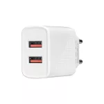 S-Link Hálózati töltő - SL-EC50T (2db USB, 5V/2.4A, 12W, Gyorstöltés, USB Type-C, 100cm adat+töltőkábel, fehér)